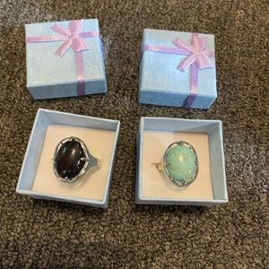 2 natural stones rings ( resizable)